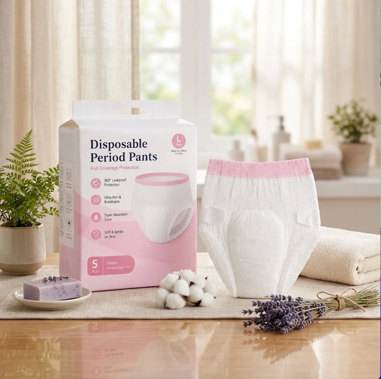 Ropa interior menstrual de alta cintura ultra delgada y transpirable, anti-fugas y de alta absorción, fábrica en China