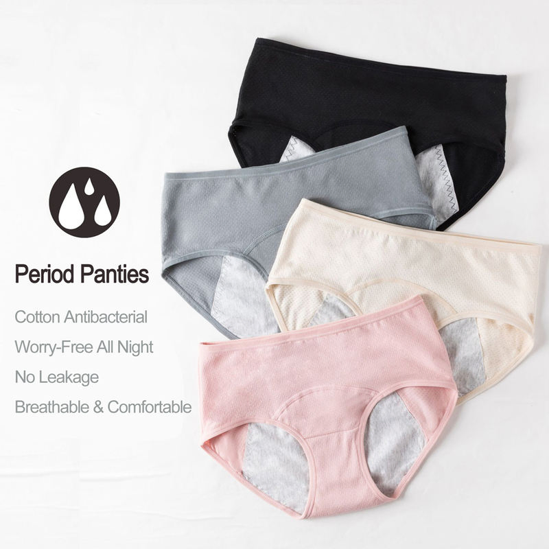 Fabricante OEM Personalizado Ecológico Impermeable de Alta Absorción Transpirable Calzoncillos Menstruales de Algodón para Mujeres y Niñas Jóvenes