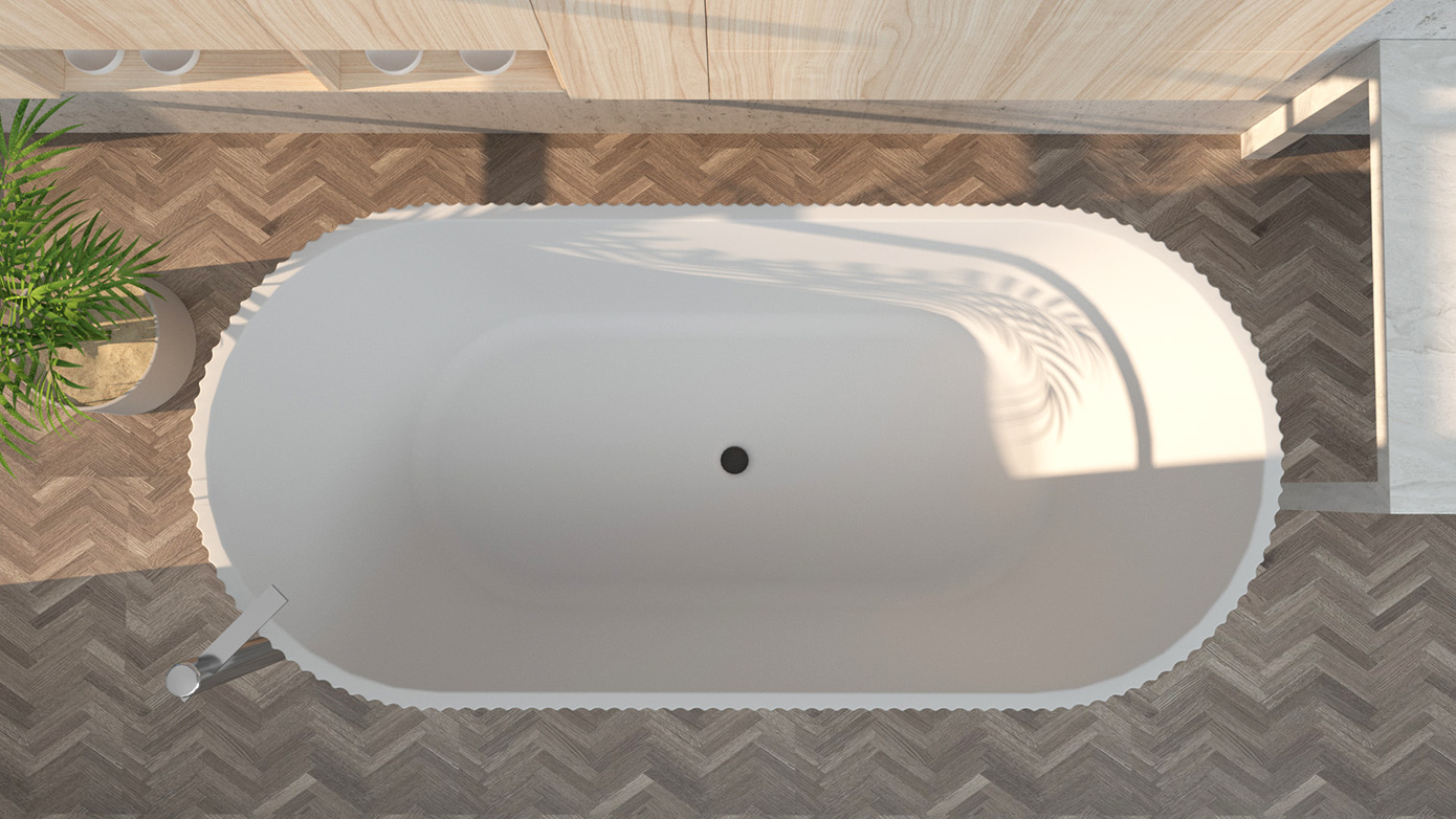 Fluted Acrylic Bathtub Design