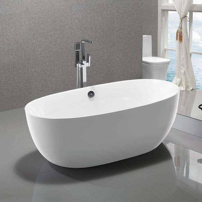 Cheap Modern Style Freestanding Bathtub Egg Shaped High Glossy White Supplier, Product