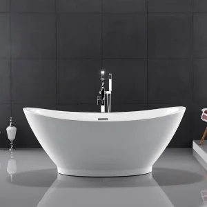 White Oval Acrylic Freestanding Bathtub