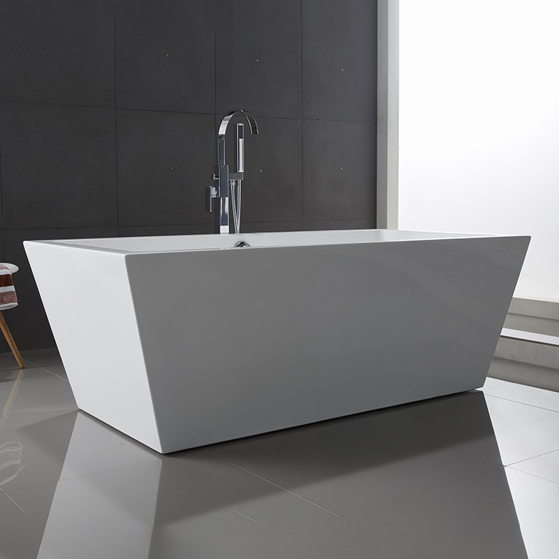 Custom Adult Acrylic Rectangular Freestanding Bathtub High Glossy White Suppliers, Factories