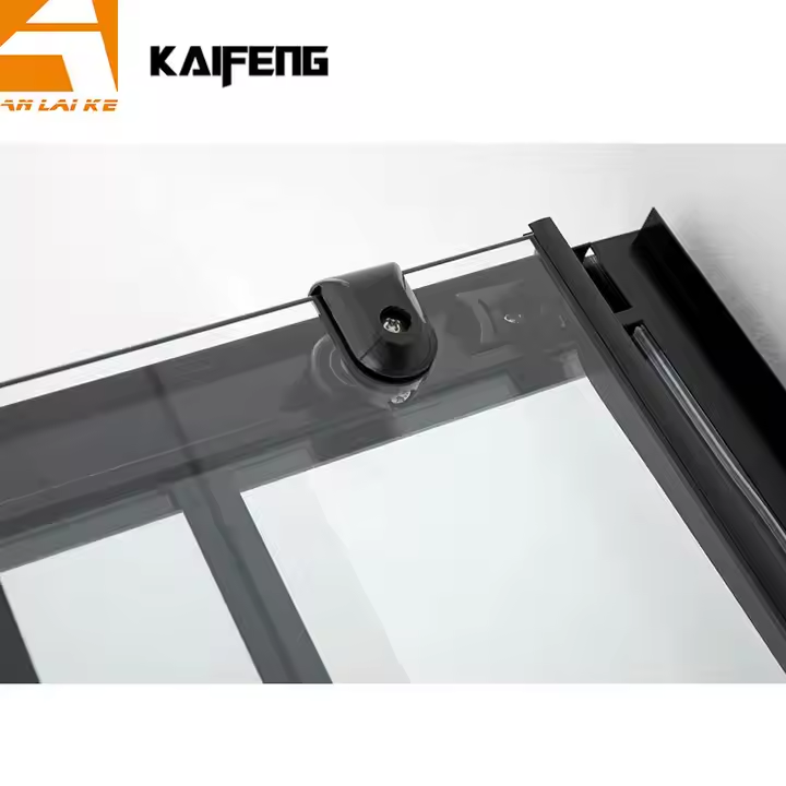 Black grid aluminum shower cabin profile view