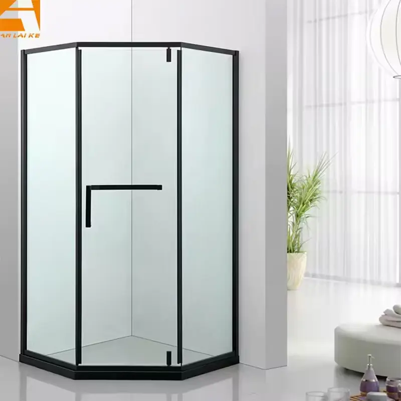 Matte black glass shower enclosure
