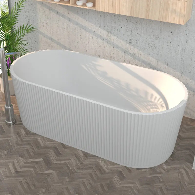 Oval Acrylic Fluted Freestanding Bathtub