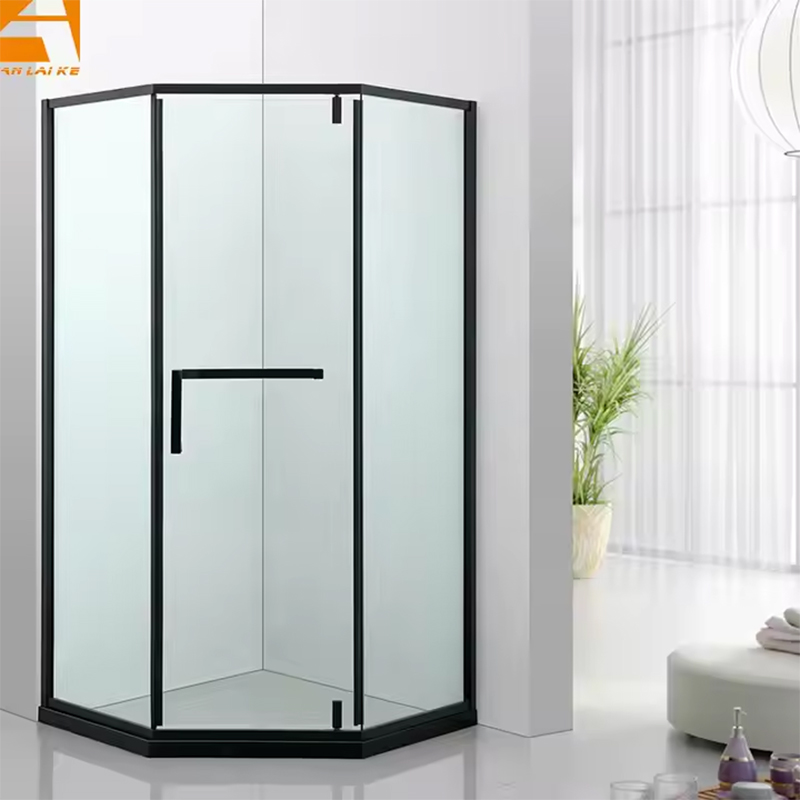 Custom Matte black glass shower enclosure with pivot door, model KF-2308A Factory, Factories