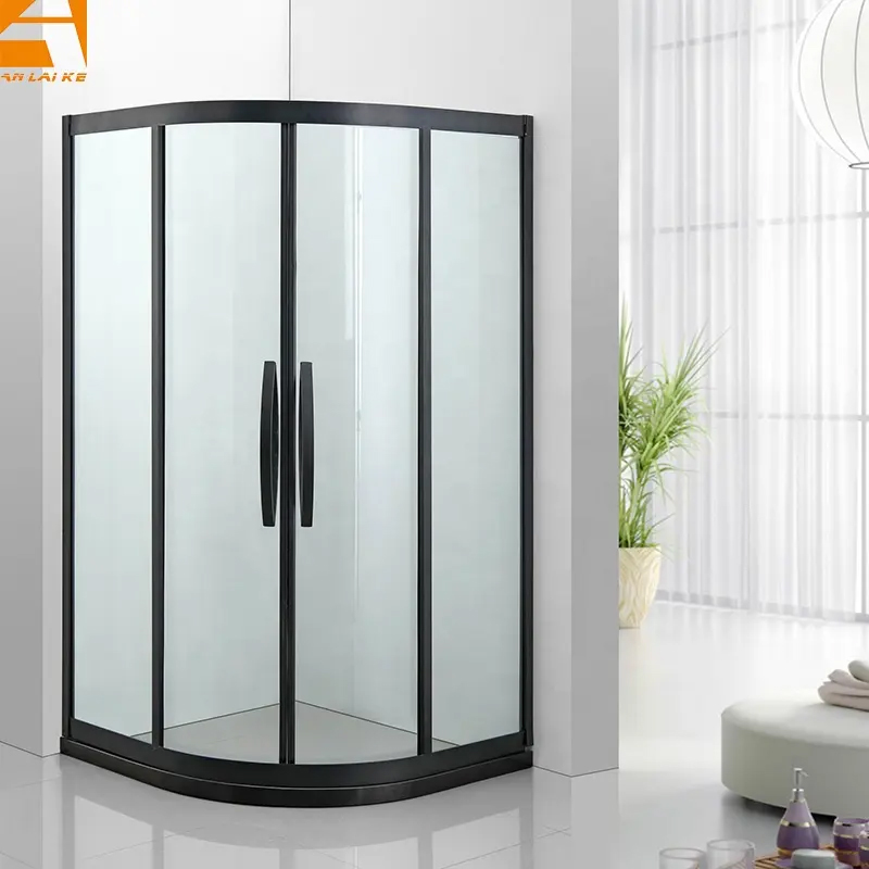 Custom Corner bathroom shower, black stainless steel, sliding door, model KF-2309A Suppliers, Factories