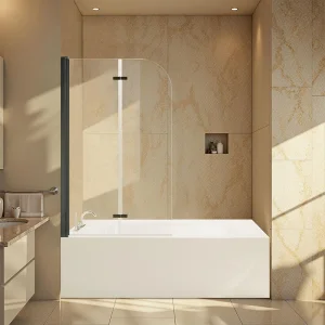 Corner Shower Tub Door Clear Tempered Glass