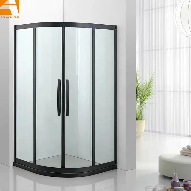 Corner bathroom shower sliding door