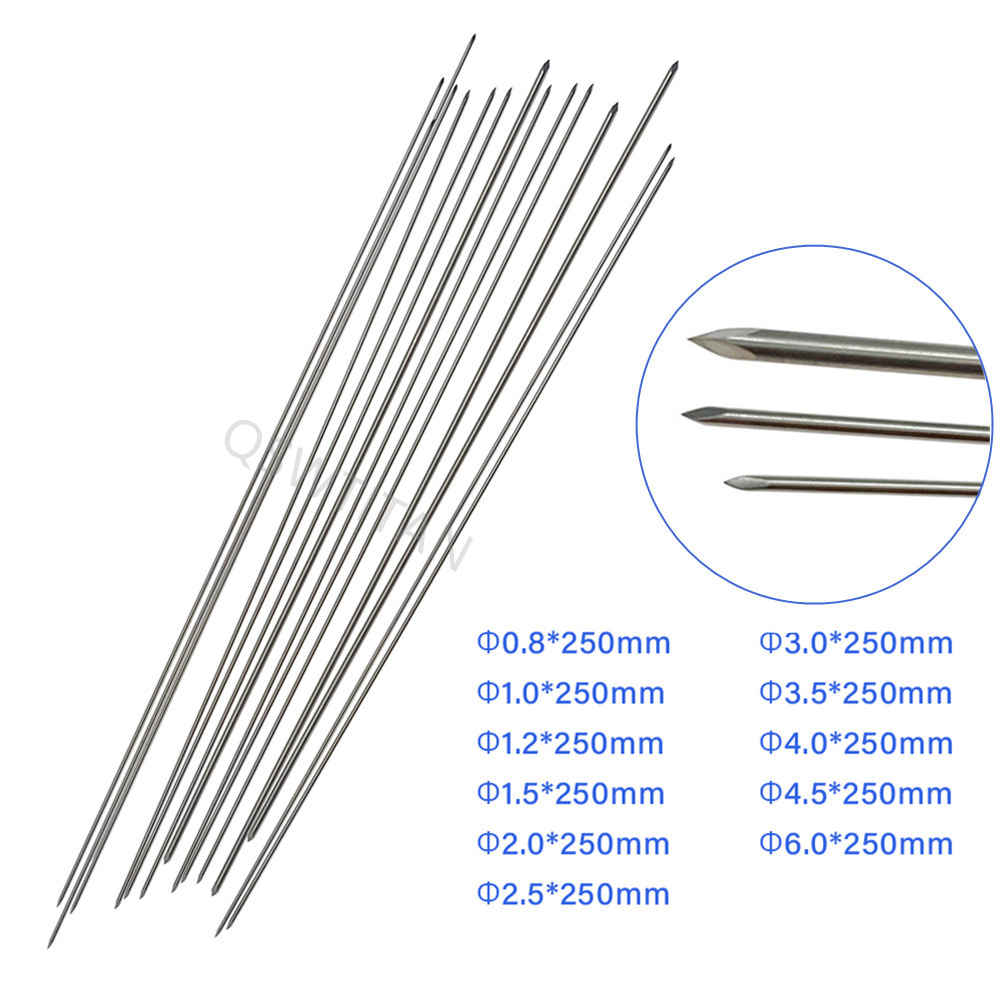 10pcs Orthopedic Threaded Kirschner Wires Stainless Steel Thread Bone Implant Needle 250mm Veterinary Orthopedics Instruments
