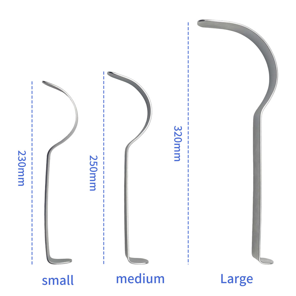 QSWTITAN Stainless Steel Deep Retractor S-Shaped Large Abdominal Wall Abdominal Retractor Appendix Double Head Retractor
