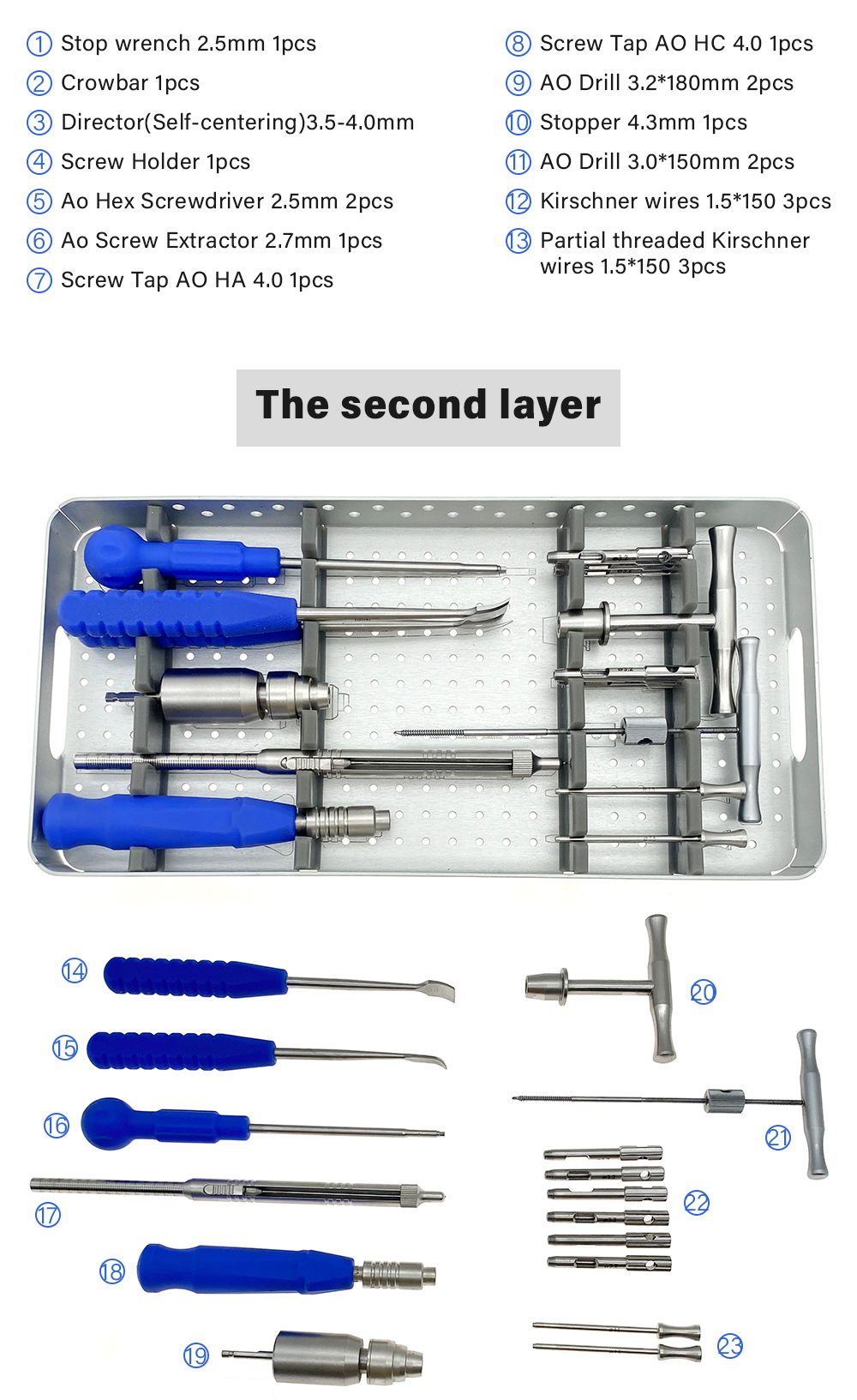 Orthopedic A0 Upper Limb Locking Plate Instrument Kit Bone Surgical Instrument Orthopedic Set