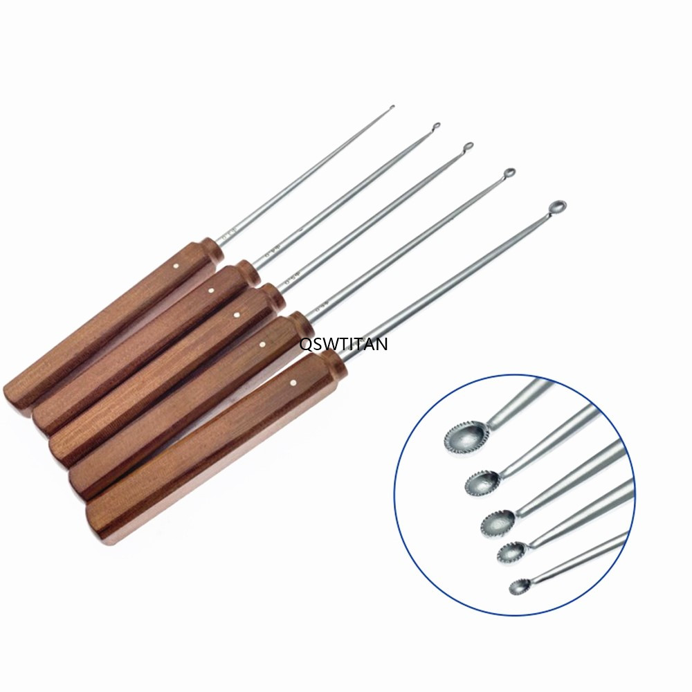 Bone Curette with Teeth Stainless Steel Wooden Handle Orthopedic Surgery Instruments