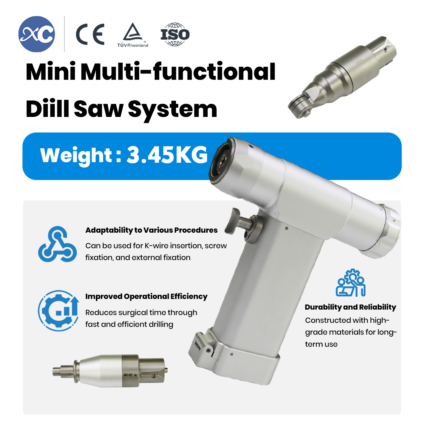 Factory Supply Orthopedic Power Tools Mini Multi-Functional Drill Instruments Implants Veterinary Surgical Instruments for Dog