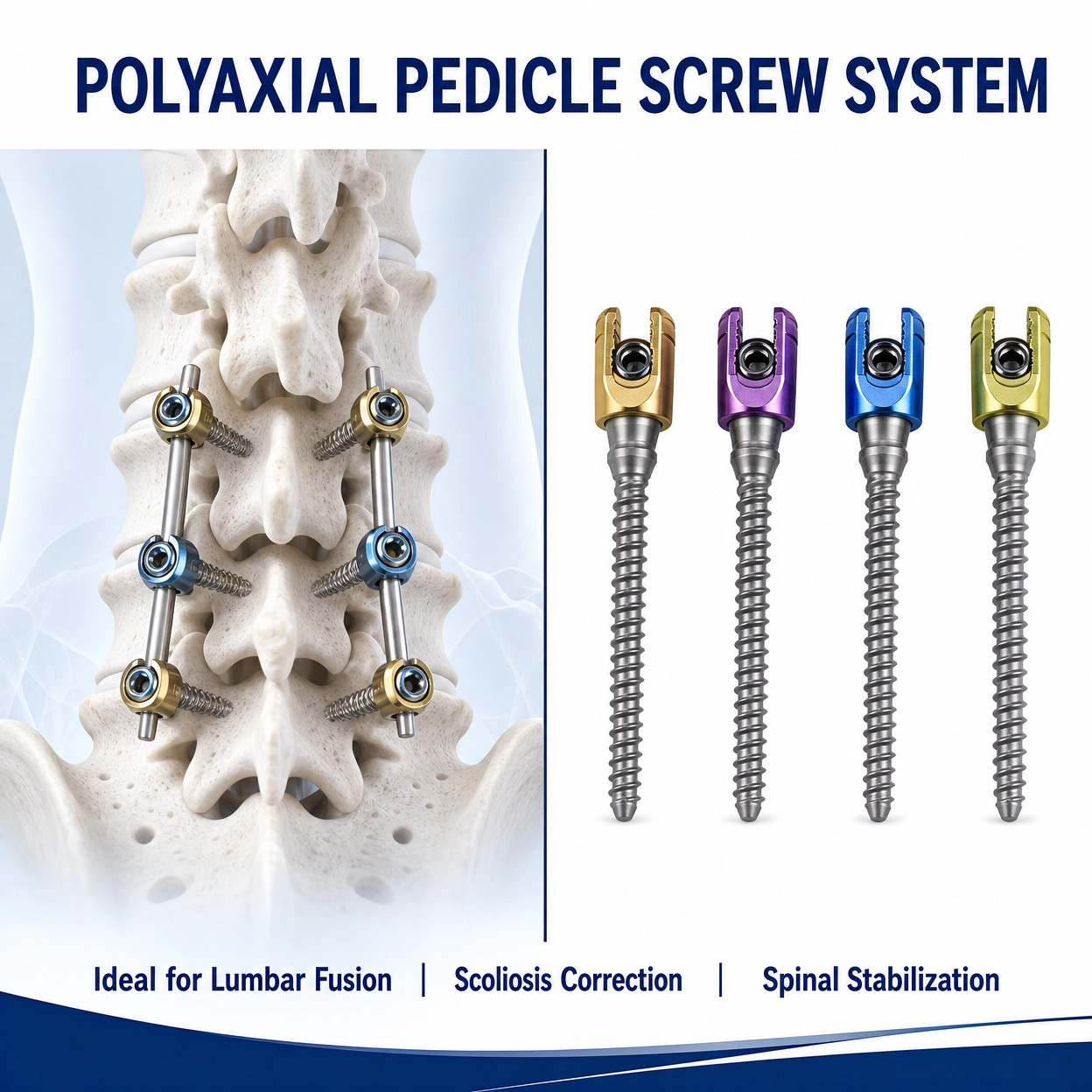 Factory Price 5.5mm Pedicle Screws Spinal Fixation System Titanium Orthopedic Spine Implants for Posterior Fixation