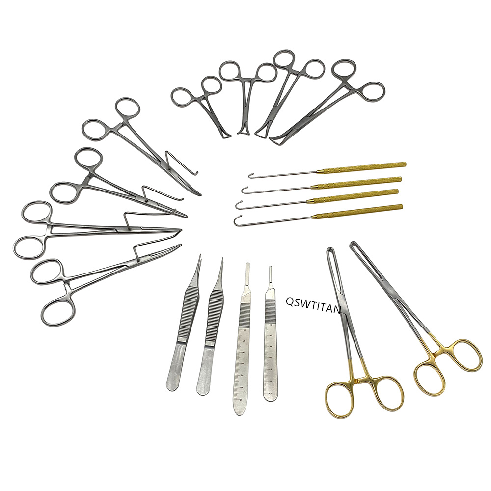 Animal Ovariectomy Spay Kit Ovary Ligation Set Sterilization Tool with Box Pet ovarian surgical instruments Stainless steel
