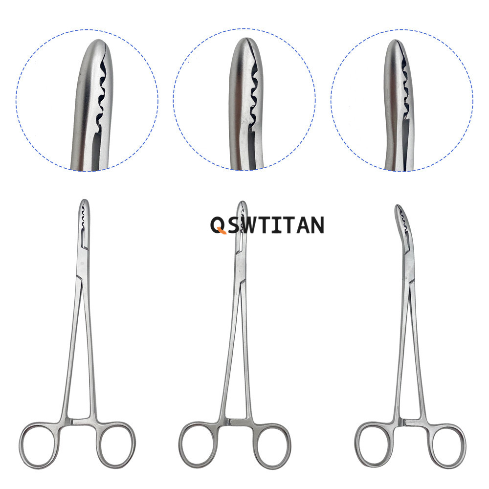205mm Soft Tissue Forceps Straight Curved Tissue Grasp Forceps With Teeth Pet Orthopedics Instruments Autoclaveable