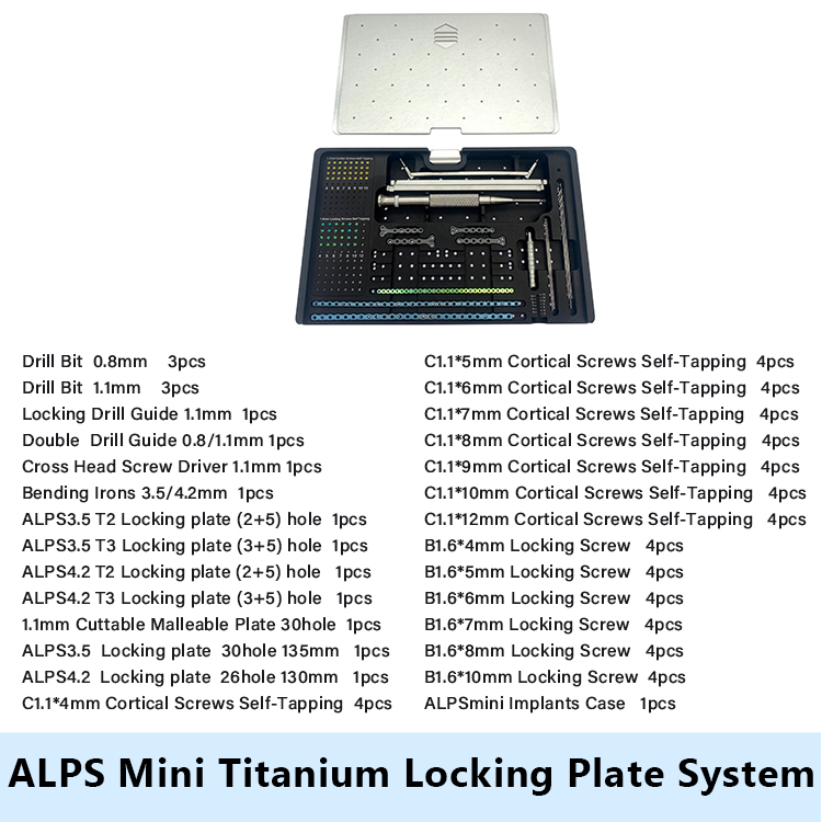ALPS Mini Titanium Locking Plate System Kit 1.1  1.6mm Small Pet Orthopedic Surgical Instruments