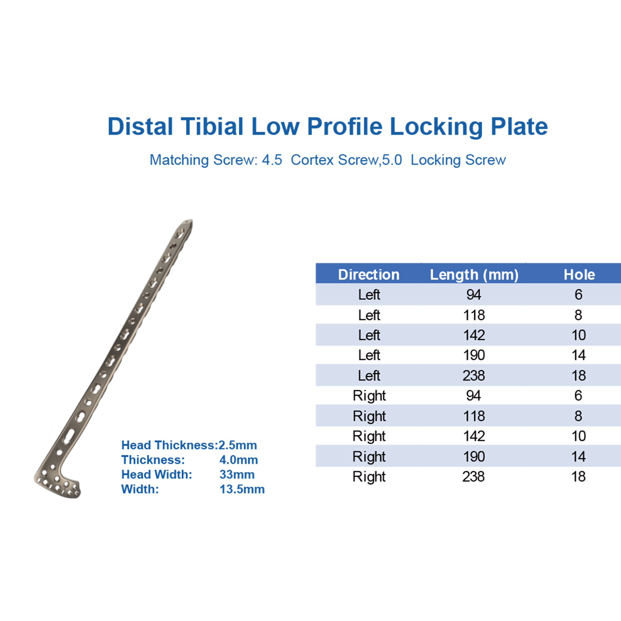 CANWELL  Distal Tibial Low Profile Locking Plate Titanium Metaphyseal Compression Fixation System Orthopedic Trauma CE ISO
