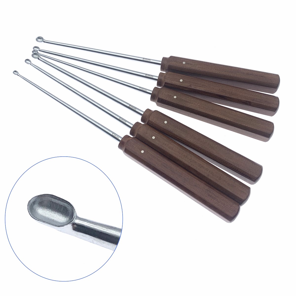 Orthopedics Bone Curette Stainless Steel Bone Spoon With Wooden Handle Veterinary Orthopedics Surgical Instruments