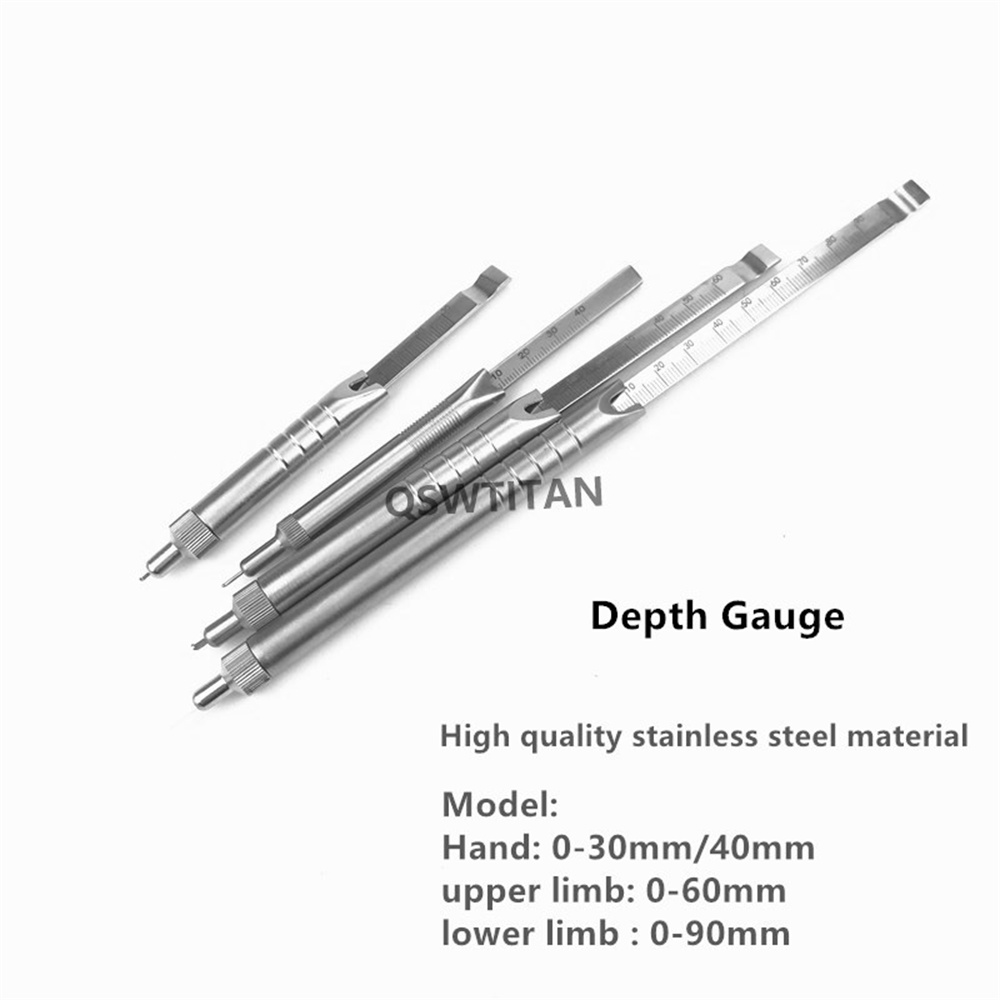 Depth Gauge 0mm to 30mm /60mm/40mm/90mm Orthopedics Veterinary Surgical Instruments