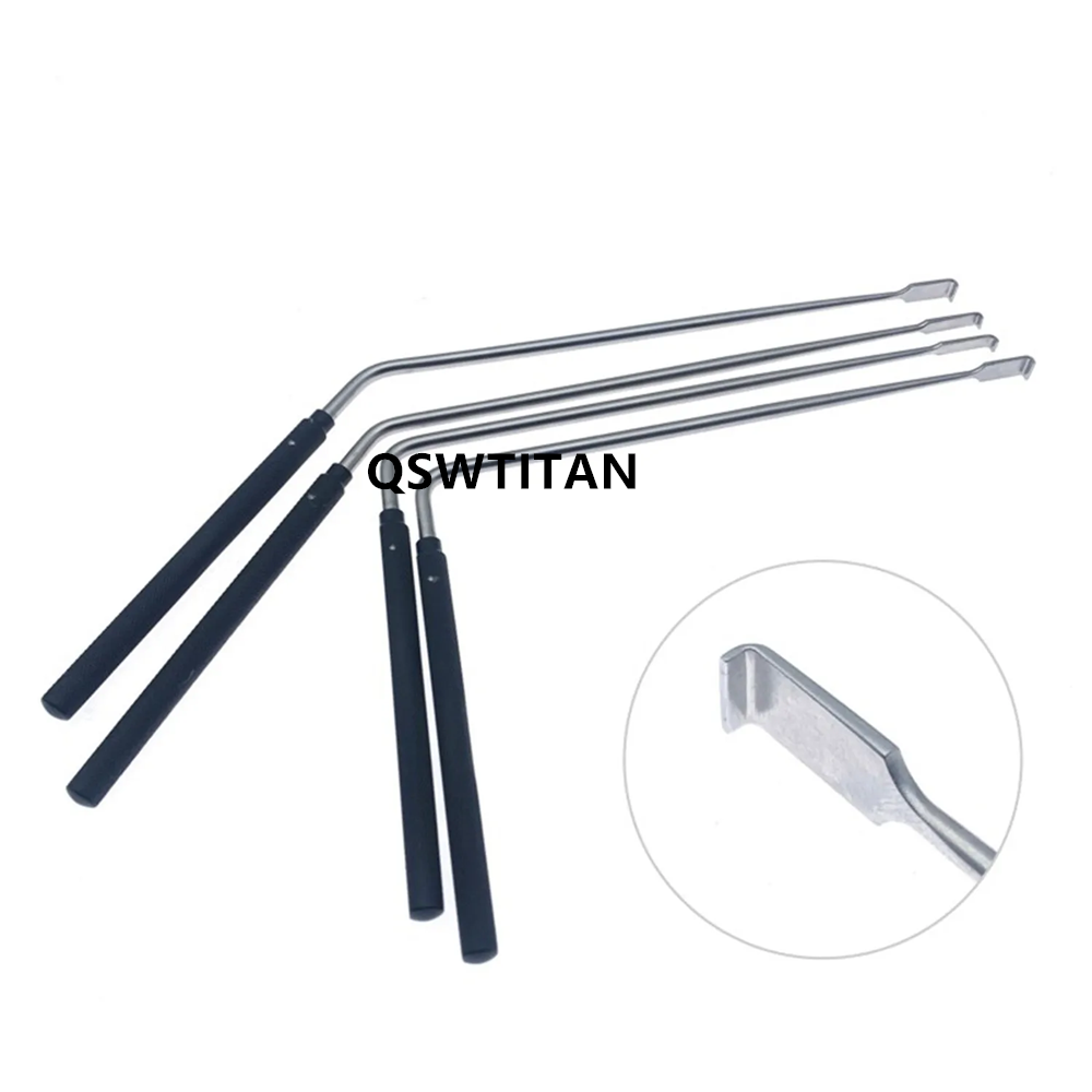 Nerve Root Hook Retractor Stainless Steel Nerve Pull Hook with Wooden Handle Brain Bone Retractor
