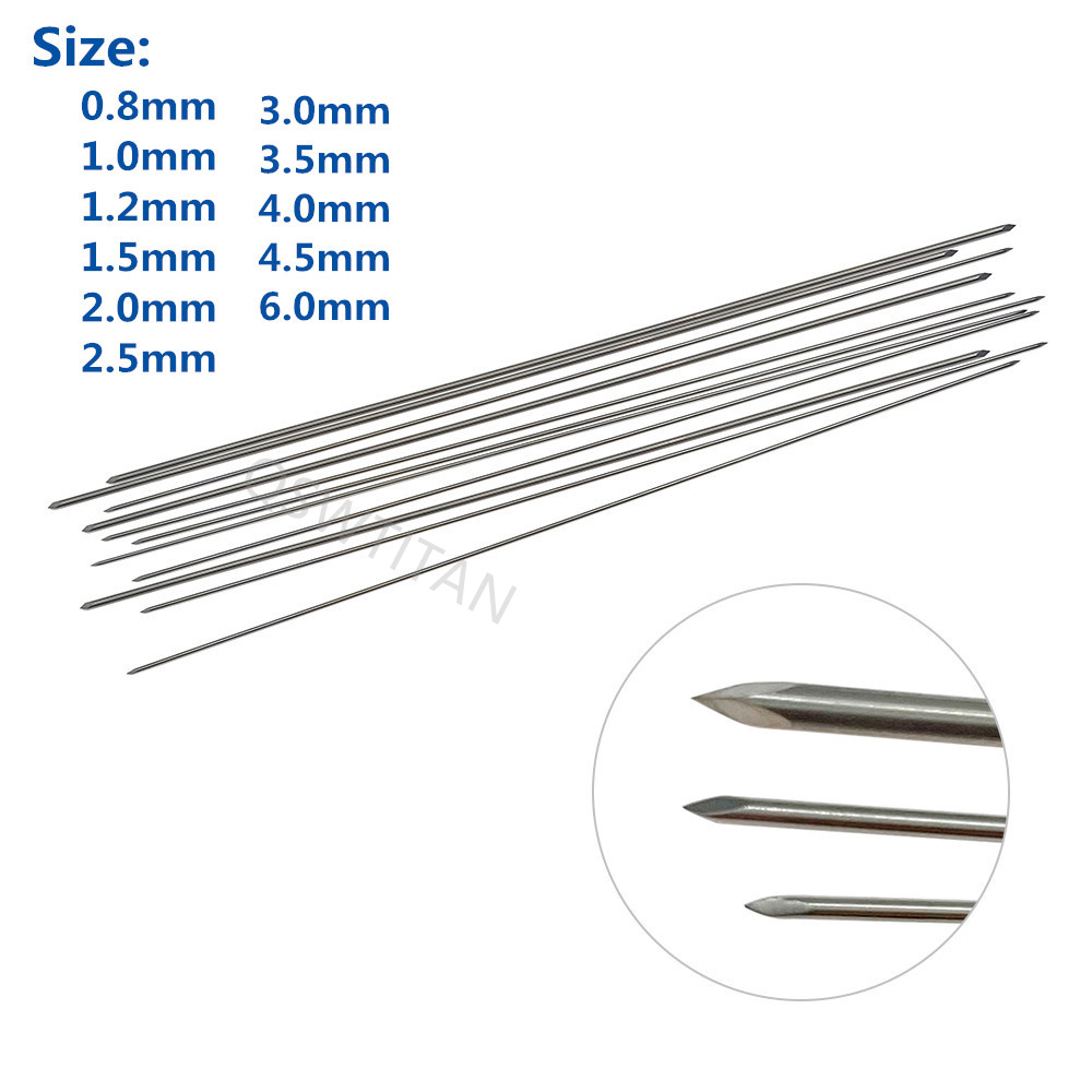 10pcs Orthopedic Threaded Kirschner Wires Stainless Steel Thread Bone Implant Needle 250mm Veterinary Orthopedics Instruments