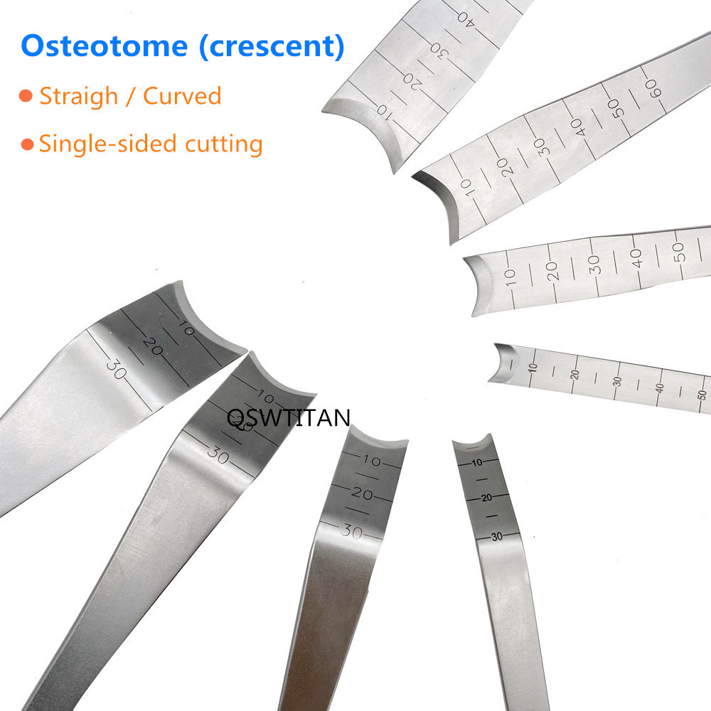 Bone Chisel Stainless Steel Osteotome 10mm-25mm Osteotome Straight Curved Orthopedics Instruments