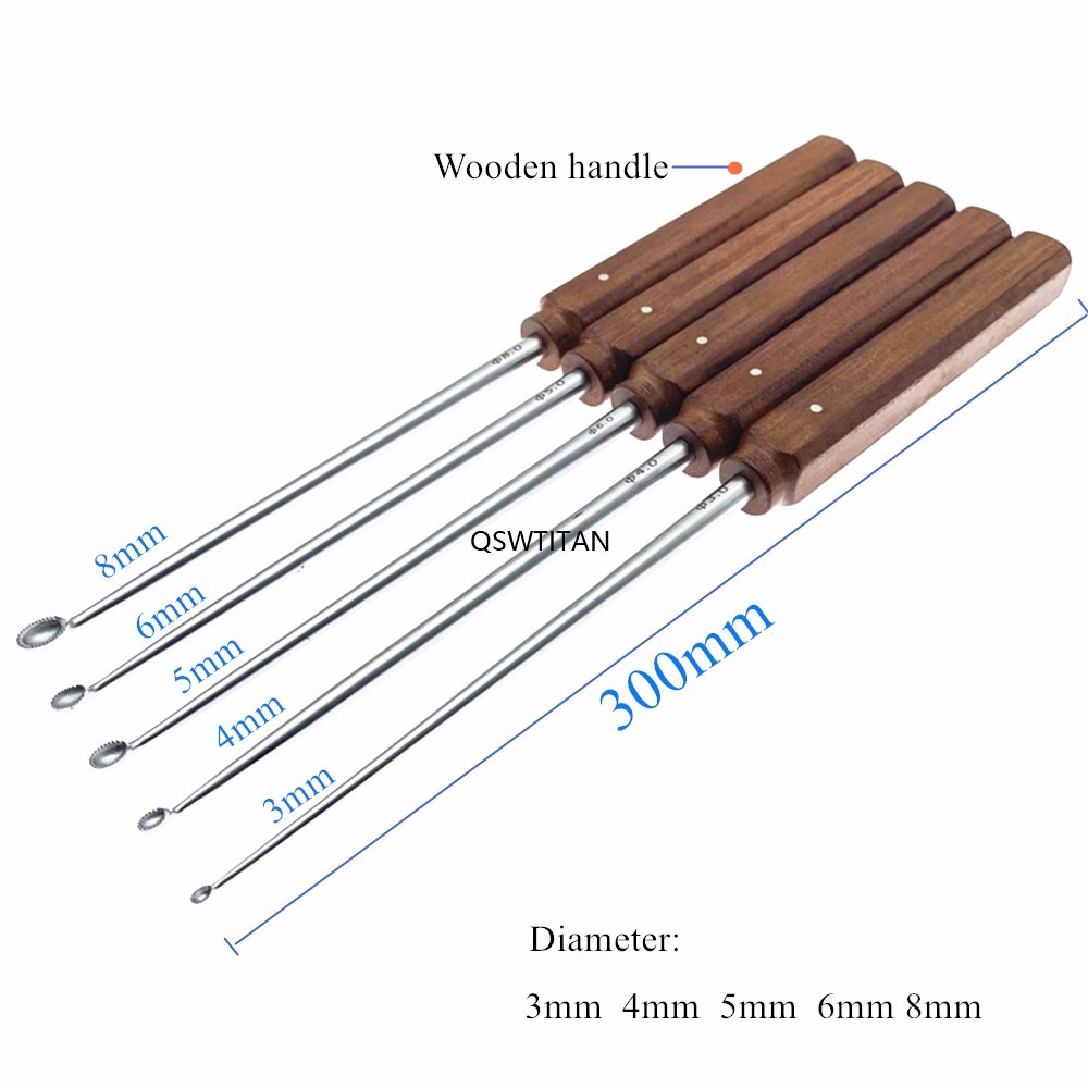 Bone Curette with Teeth Stainless Steel Wooden Handle Orthopedic Surgery Instruments