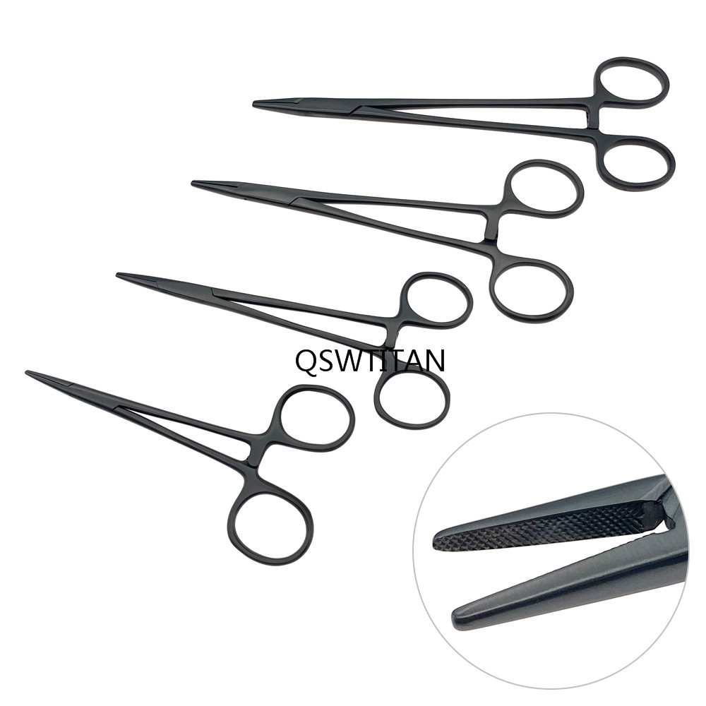 12.5/14/16/18cm Dental Needle Holder Pliers Forceps Orthodontic Tweezer Black Handle Needle Holder Cosmetic Plastic Instrument
