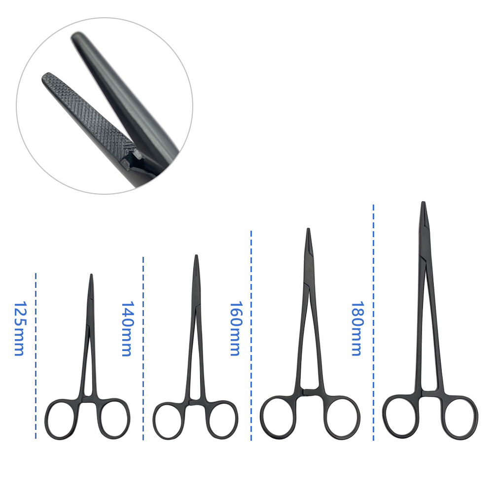 12.5/14/16/18cm Dental Needle Holder Pliers Forceps Orthodontic Tweezer Black Handle Needle Holder Cosmetic Plastic Instrument