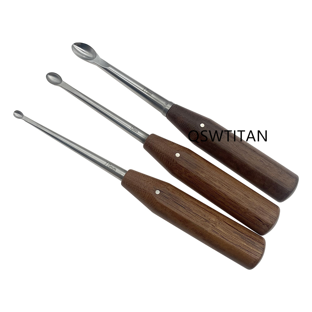 Hatt Spoon Round Ligment Cutter with Wooden Handle Femoral Head Neck Excisional Arthroplasty Veterinary Orthopedic Instruments