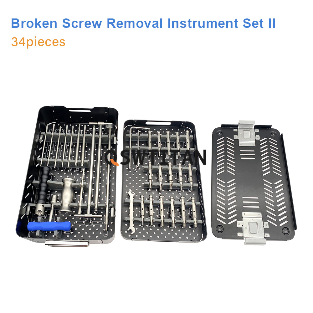 Broken Screw Removal Instrument Set II for Intramedullary Nail Removal Orthopedic Pet Surgical Instrument Kit