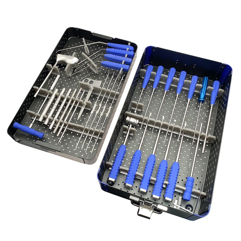 Spinal UBE Instruments Set  Autoclavable Unilateral Biportal Endoscopic Instrument With Sterilising Trays Box Stainless Steel
