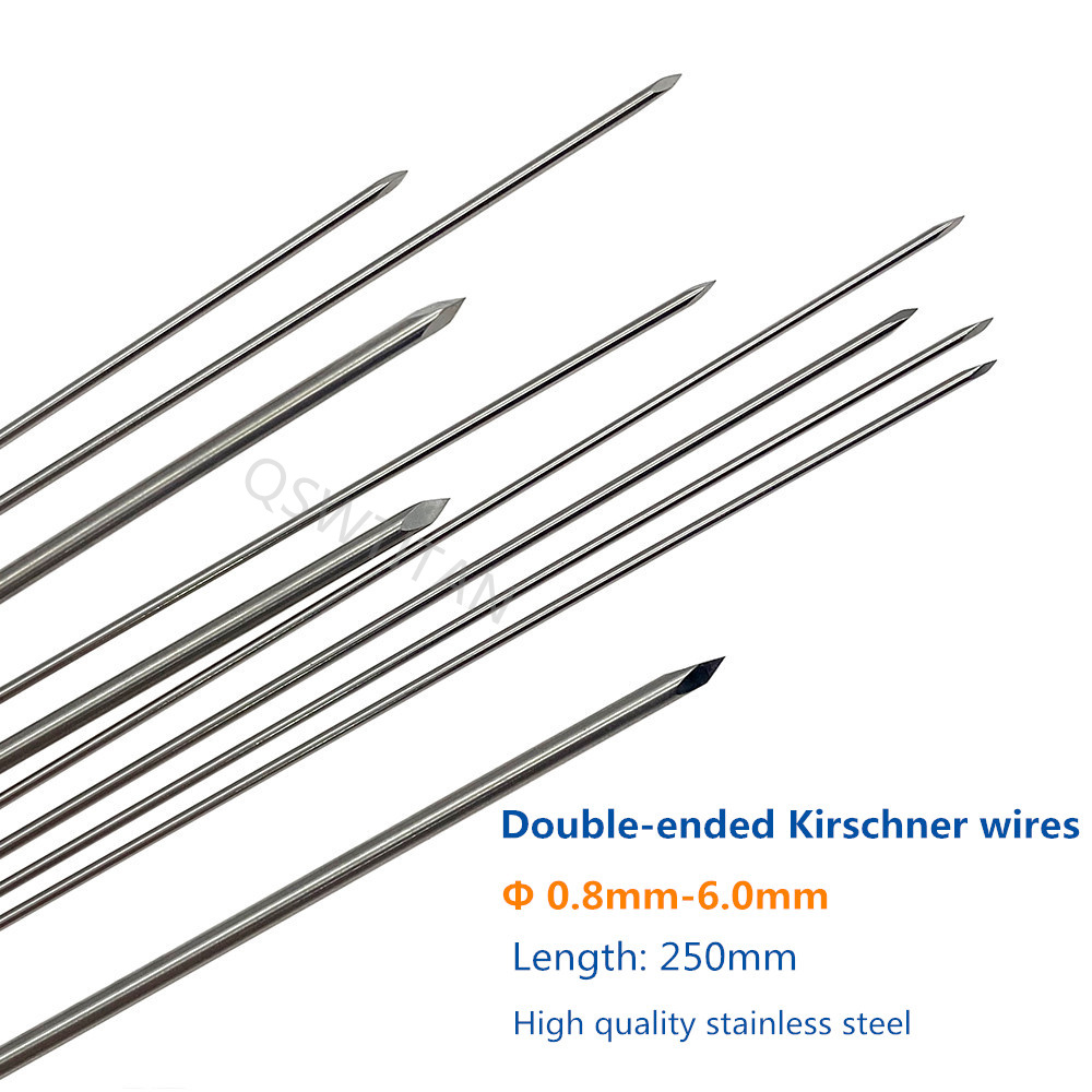 10pcs Orthopedic Threaded Kirschner Wires Stainless Steel Thread Bone Implant Needle 250mm Veterinary Orthopedics Instruments