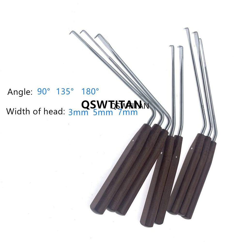 Nerve Root Hook Retractor with Wooden Handle Brain Bone Retractor Stainless Steel Nerve Pull Hook