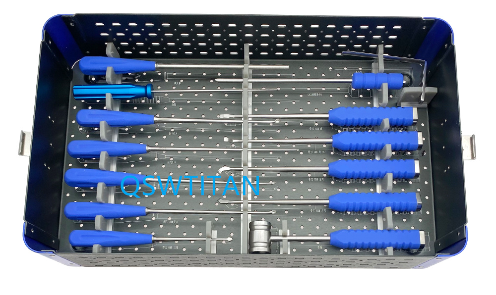 Spinal UBE Instruments Set  Autoclavable Unilateral Biportal Endoscopic Instrument With Sterilising Trays Box Stainless Steel