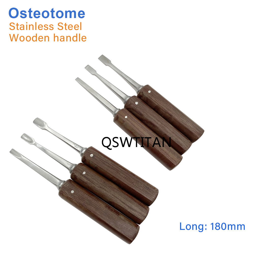 Orthopedic Instruments Osteotomes Stainless Steel Wooden Handle square Chisel Thin Blade Straight U Type Osteotomy Knife