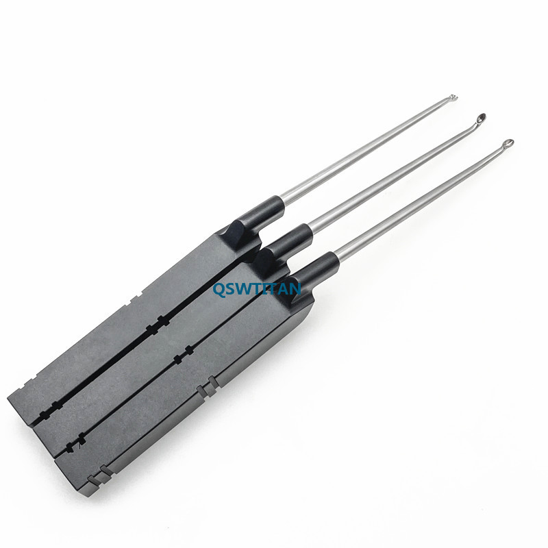 Bone Curette Stainless Steel 3 Type Tip Black Aluminum Handle Veterinary Orthopedic Surgery Instruments
