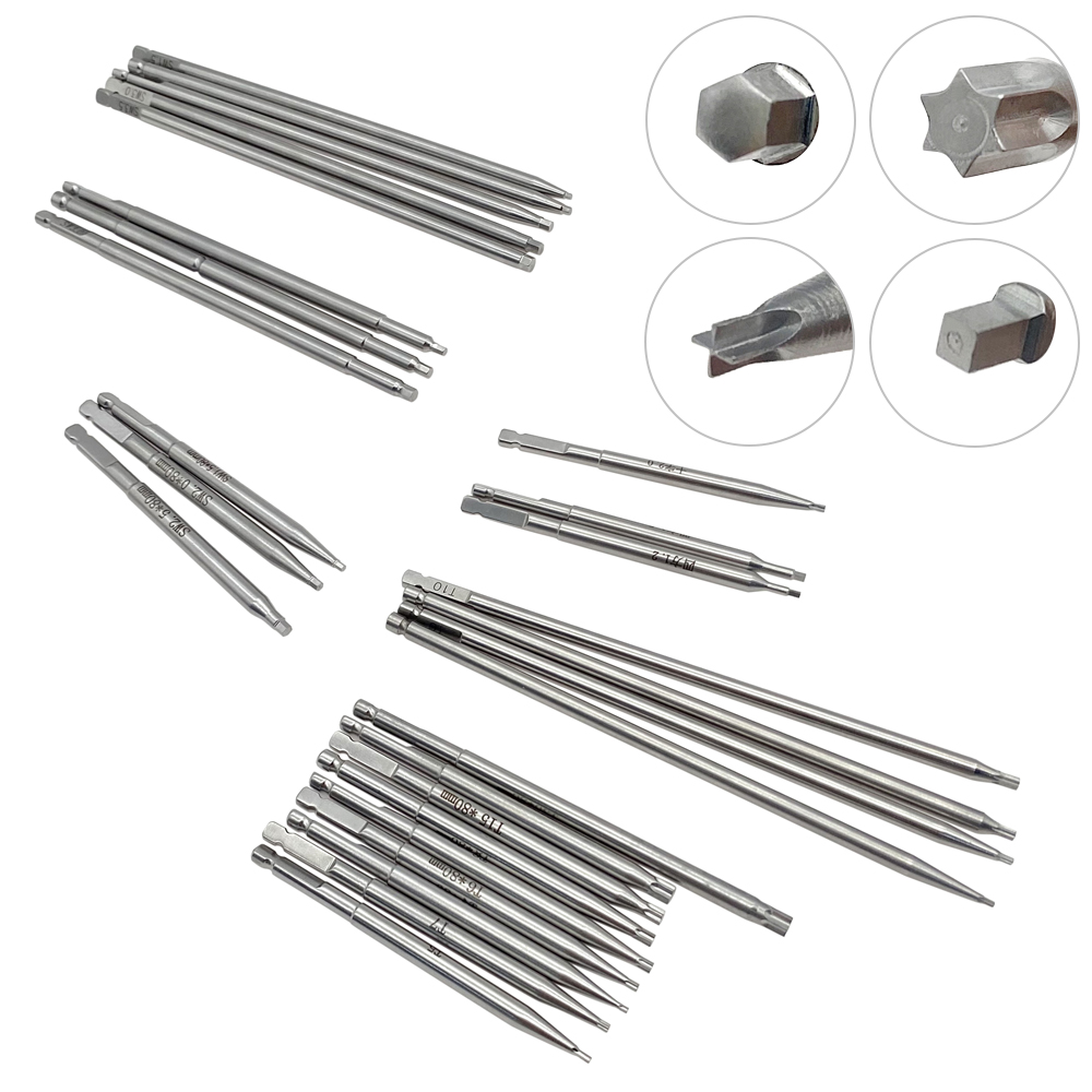10pcs Orthopedic Screwdriver Nail Hexagon Driver Plum Star Screwdriver and 1pcs Bone Screw Driver AO Quick Coupling Handle