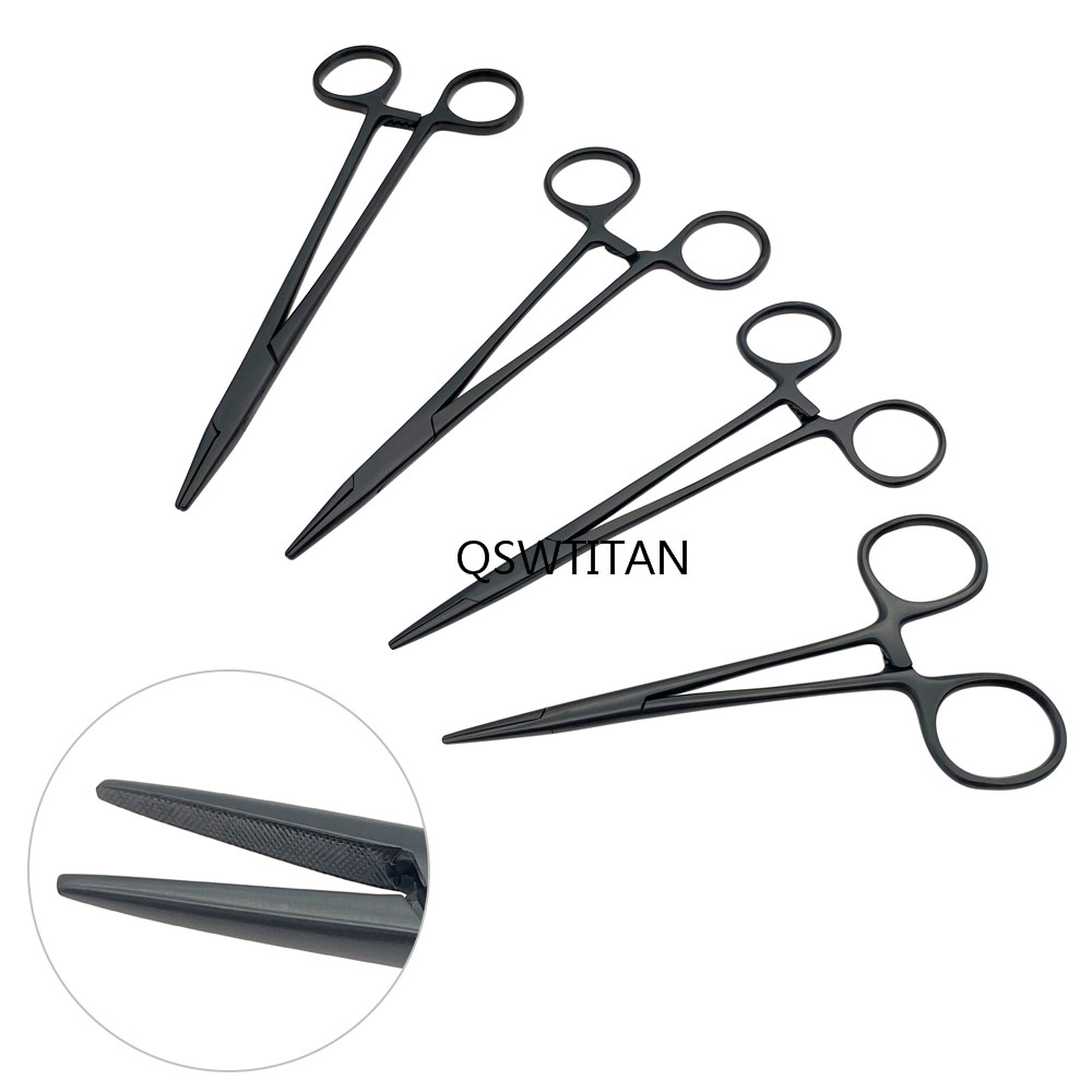 12.5/14/16/18cm Dental Needle Holder Pliers Forceps Orthodontic Tweezer Black Handle Needle Holder Cosmetic Plastic Instrument