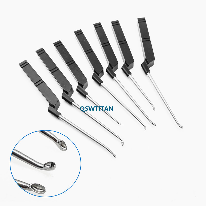 Bone Curette Stainless Steel 3 Type Tip Black Aluminum Handle Veterinary Orthopedic Surgery Instruments