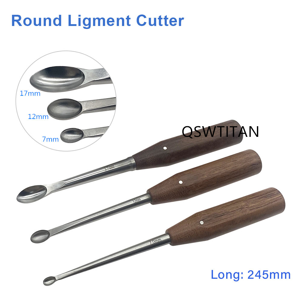 Hatt Spoon Round Ligment Cutter with Wooden Handle Femoral Head Neck Excisional Arthroplasty Veterinary Orthopedic Instruments
