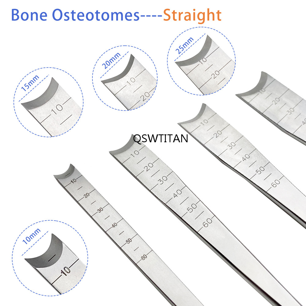 Bone Chisel Stainless Steel Osteotome 10mm-25mm Osteotome Straight Curved Orthopedics Instruments