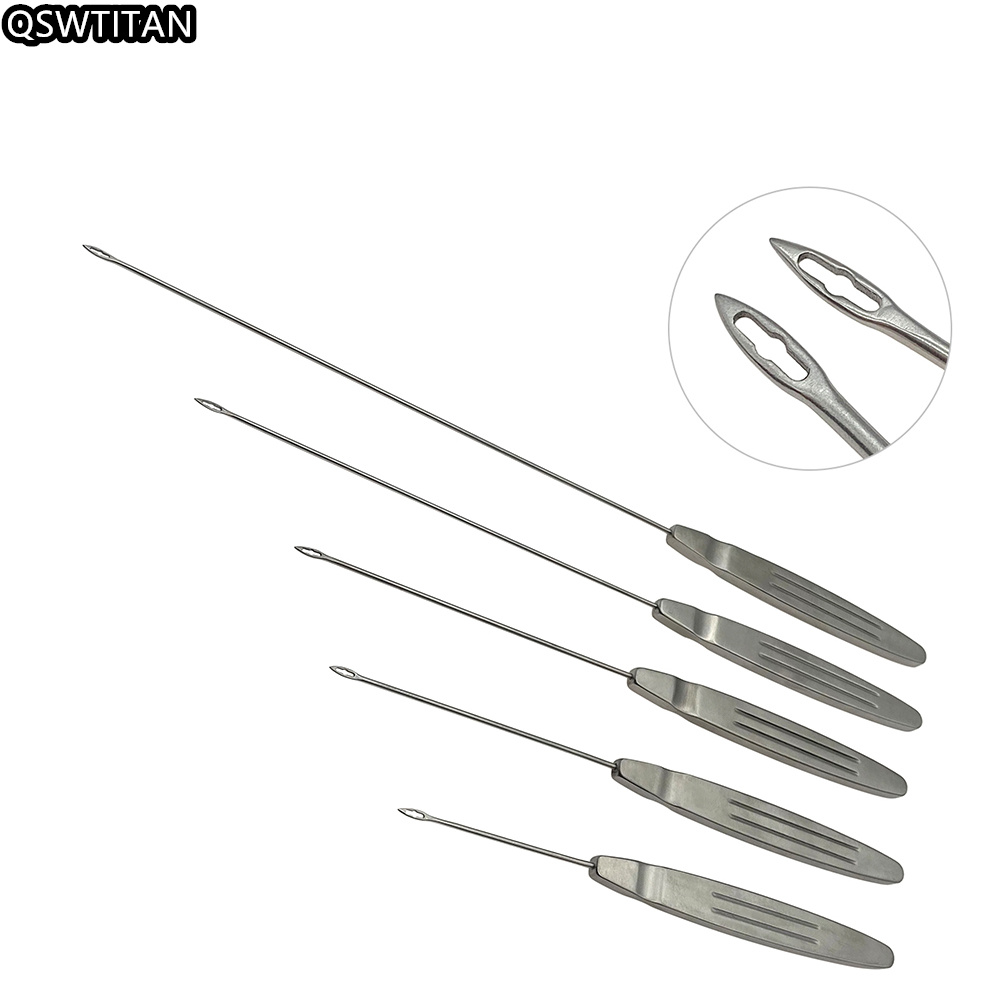 Puncture Outfit Single-end Cosmetic Plastic Surgery Instrument Stainless Steel Flat Handle Puncture Tools