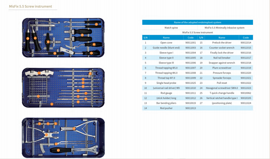 MIS 5.5 Medical Instrument Set Comprehensive Surgical Instruments for Bone Surgery