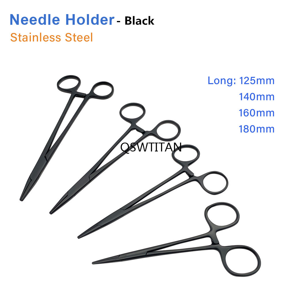 12.5/14/16/18cm Dental Needle Holder Pliers Forceps Orthodontic Tweezer Black Handle Needle Holder Cosmetic Plastic Instrument
