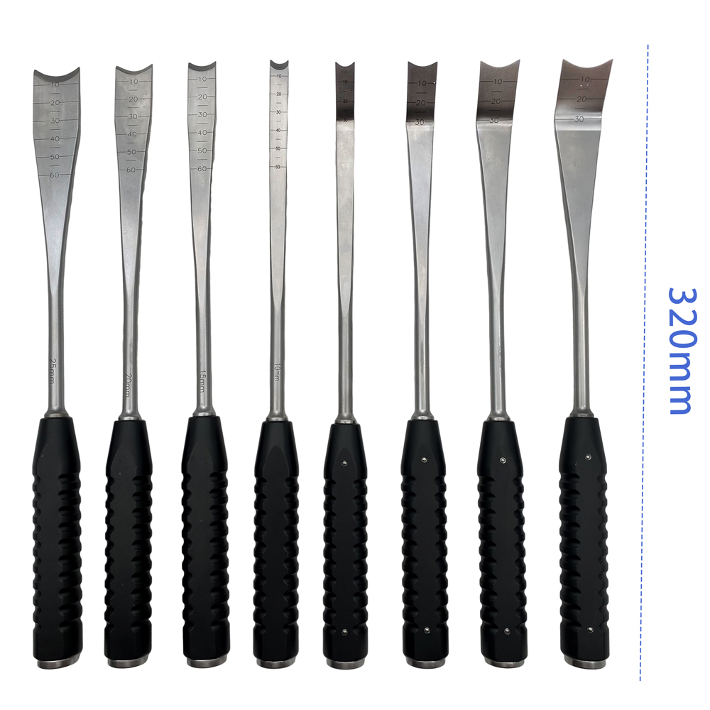Bone Chisel Stainless Steel Osteotome 10mm-25mm Osteotome Straight Curved Orthopedics Instruments