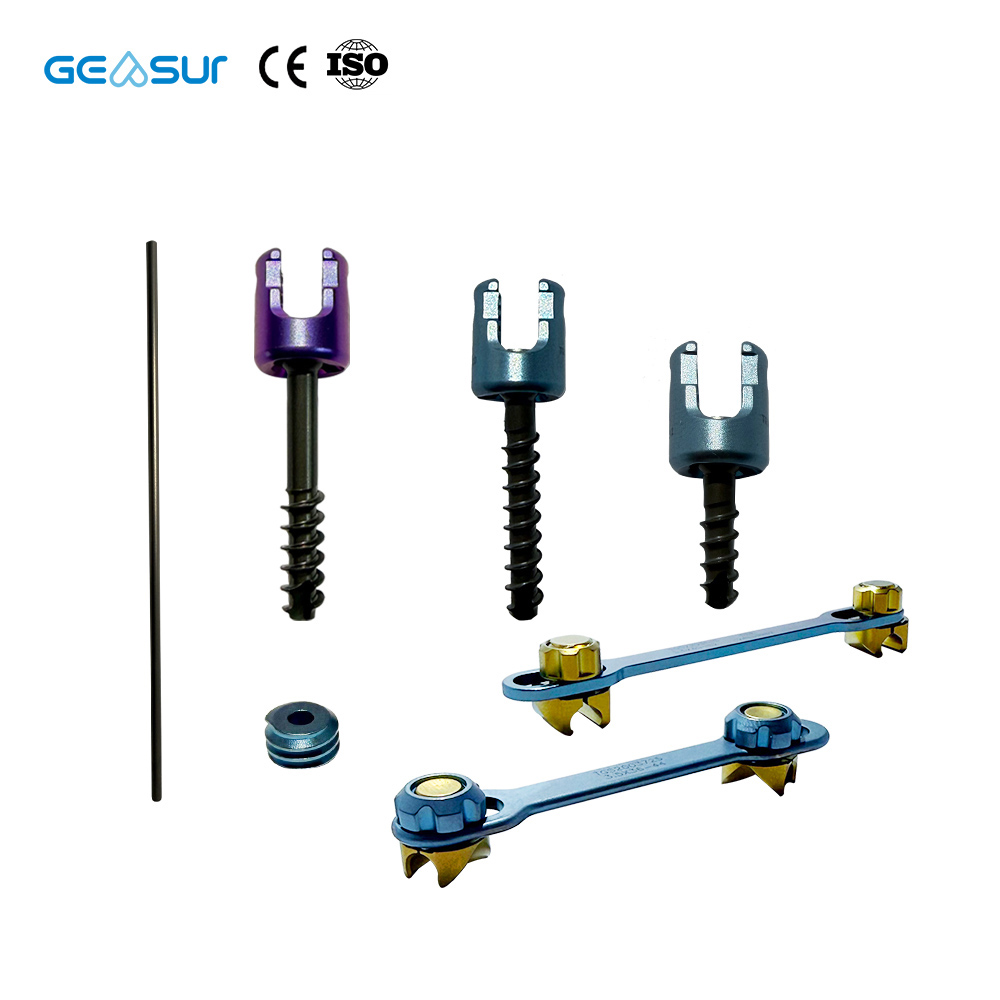 Geasure High Quality Monoaxial Reduction Spinal Pedicle Screw System Titanium Alloy Spine Implant Hospital Use Class III 1 Year