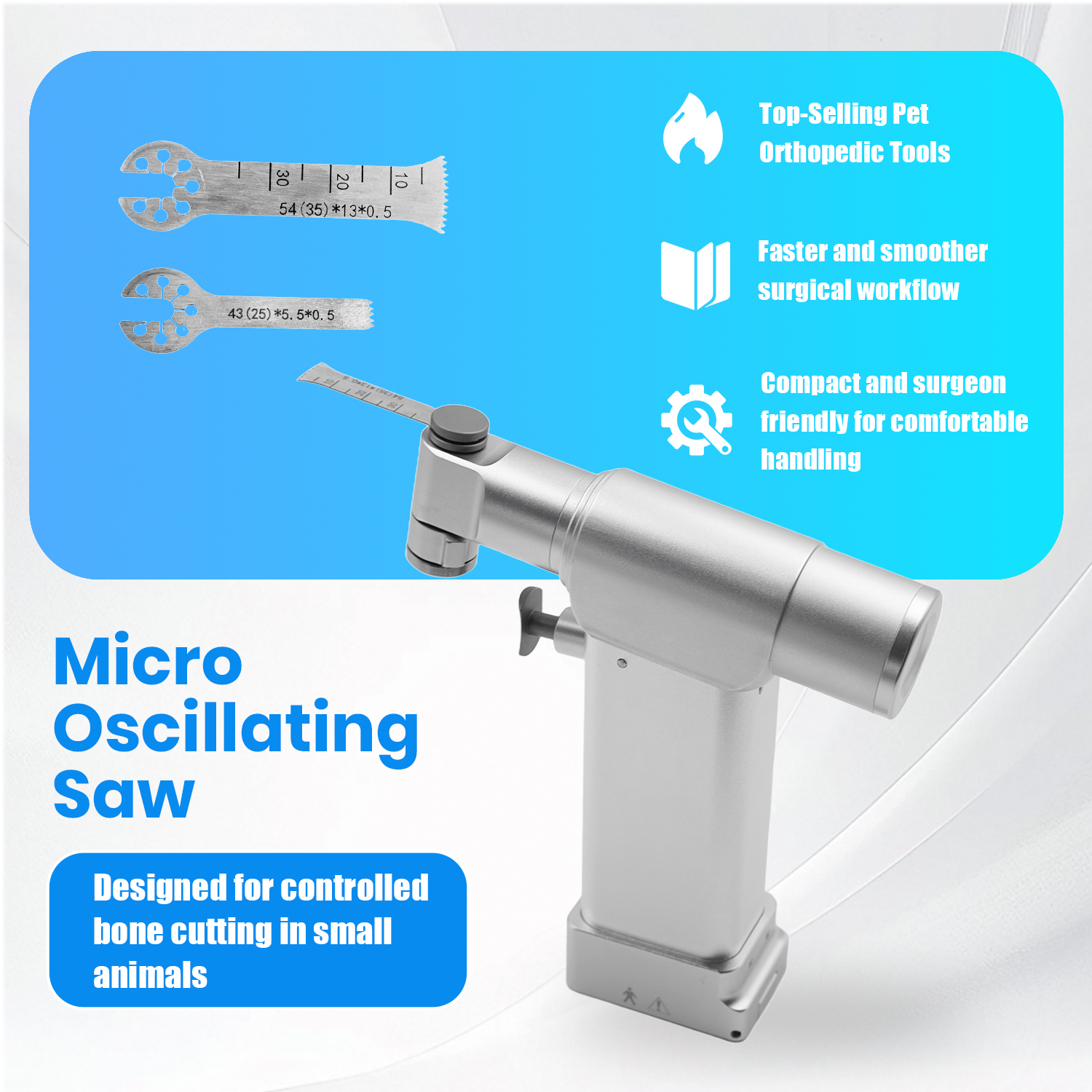 XC MEDICO High Precision Veterinary Small Oscillating Saw Medical Power Tool for Canine/Feline Bone Orthopedic Surgical Use